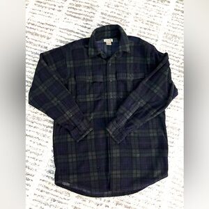 Vintage LL bean green blue soft flannel long sleeve plaid shirt size S